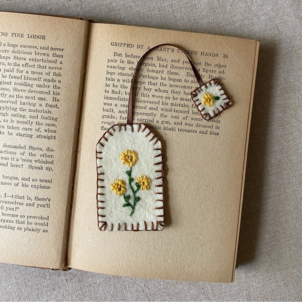 Handmade Embroidered Felt Tea Bag Bookmark